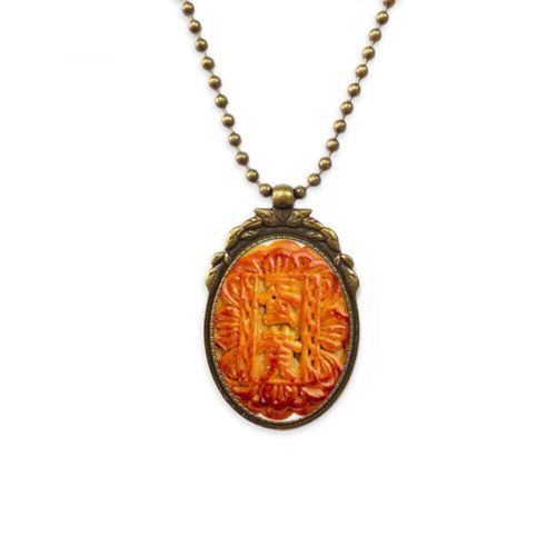 Collier Antique Jaune D'¿Uf Gâteau De Lune, Chaîne Pendentif De Perle Vintage De Festival De Mi Automne