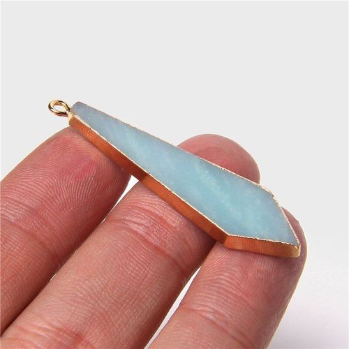 Pendentif En Pierre D'amazonite Bleue Pour Femmes, Accessoires De Collier Plat En Forme De Cravate, Boucles D'oreilles À Faire Soi Même, Nouvelle Collection Tendance