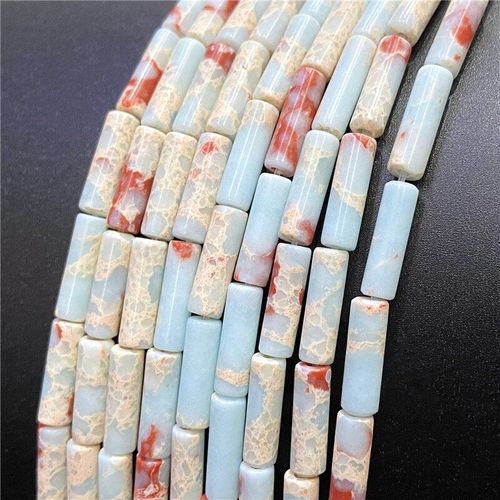 Perles Tubulaires Cylindriques En Pierre Polie, 4x13mm, 15.5 Pouces, Pour Hommes Et Femmes, Bracelet, Bricolage