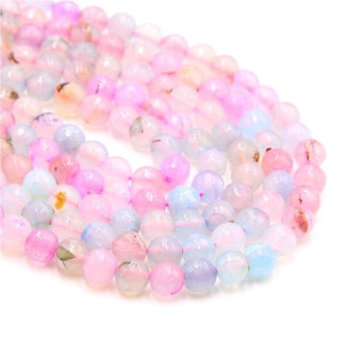 Perles D'agat À Facettes En Pierre Naturelle Rose, Rondes Pour La Fabrication De Bijoux, Collier De 6 8 10mm 15.5