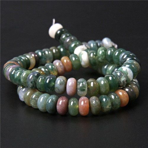 Perles D'agate Indienne Naturelle De 15.5 Pouces, Perles Rondelles En Pierre Boulier, Percées, Amples, Pour La Fabrication De Bijoux, Bracelet Et Collier, Diy