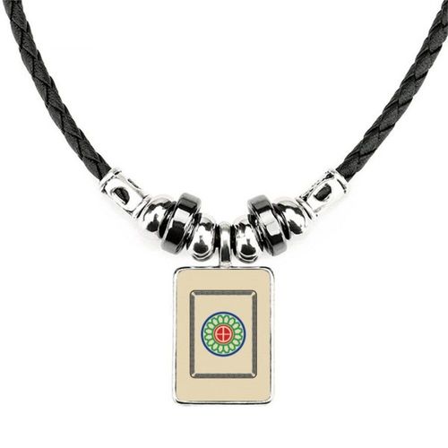 Collier Et Pendentif En Cuir À Motif De Carreaux, Bijou De Mahjong, Cordon De Serrage, 1 Pièce