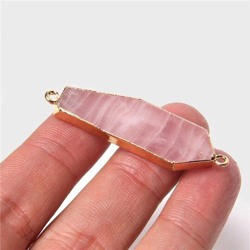 Pendentif En Pierre Naturelle Rose Quartz Cristal, Breloques, Connecteur Pour La Fabrication De Bijoux, Accessoires De Bracelet