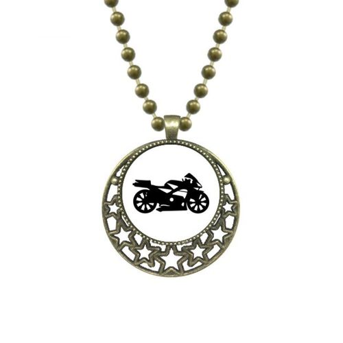 Collier Pendentif Mécanique Avec Contour Noir Pour Moto, Étoile, Chaîne De Lune, Bijoux