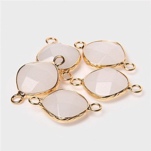Pendentif En Pierre Naturelle, 5 Pièces, En Forme De Losange, En Agate Blanche, Pour La Fabrication De Bijoux, Collier, Accessoire, Cadeau Pour Femmes