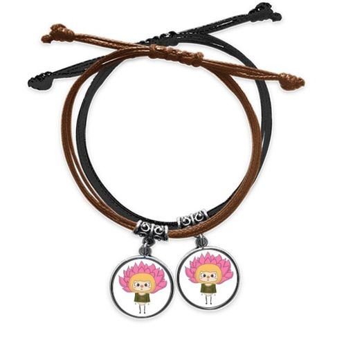 Bracelet En Cuir Pour Couple, Libellule D'eau Rose Lotus Beauté Uu, Ensemble De Bracelets À Double Corde