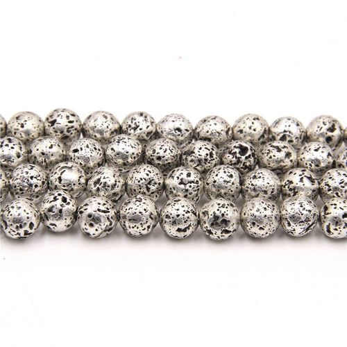 Perles Argentées En Hématite Noire Lave 4 12mm, Perles En Métal Style Pour La Fabrication De Bracelets Et De Colliers