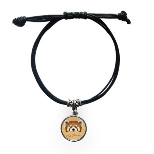 Bracelet Animal Panda En Cuir, Bijoux En Corde, Marron, Rouge, Noir