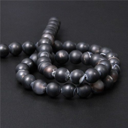 Perles D'agates Noires Mates, En Pierre Naturelle, Pour La Fabrication De Bijoux, Accessoires De Charme, Diy, À La Mode