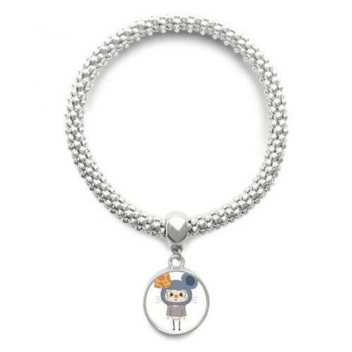 Bracelet Avec Pendentif En Argent, Animal, Souris, Nature, Gris, Fromage, Uu, Bijoux, Chaîne Réglable