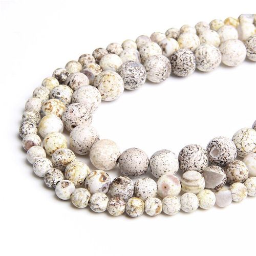 Perles Tibétaines De Bouddha En Pierre Dzi Blanche, Rondes, Mates, En Vrac, Agates Naturelles, Pour La Fabrication De Bracelets, Accessoires De Bricolage