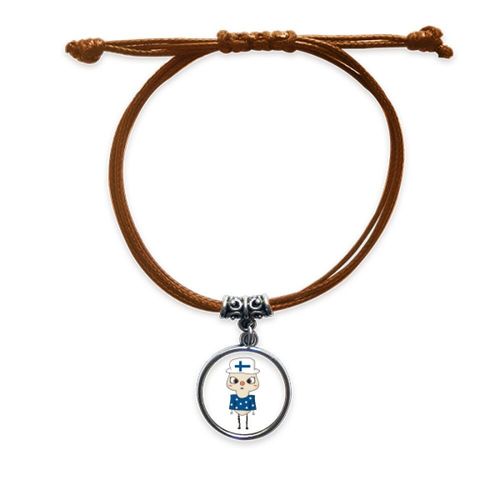 Bracelet En Cuir Avec Corde Cachée, Pays De La Finlande, Europe, Drapeau Du Lac, Bijoux Marron, Cadeau