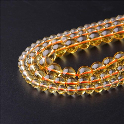 Perles De Citrines Naturelles, Rondes En Pierre Naturelle, En Quartz Jaune, Pour La Fabrication De Bijoux, Bricolage, Bracelet, Collier Pour Femmes