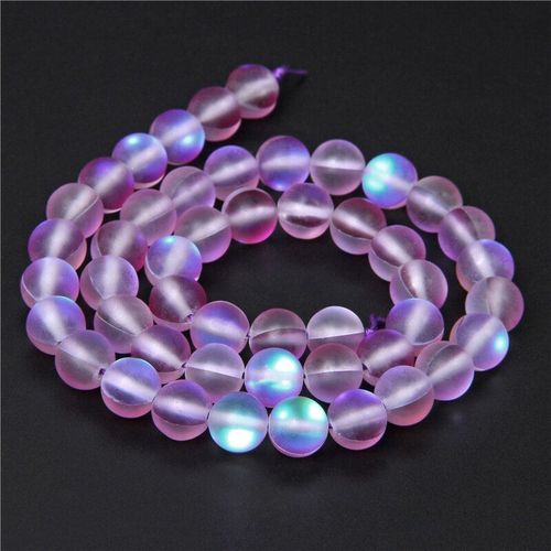 Perles Rondes En Pierre De Lune Violette, Mates, En Vrac, Couleur Café, Brillantes, Pour La Fabrication De Bijoux, Bracelets Et Colliers