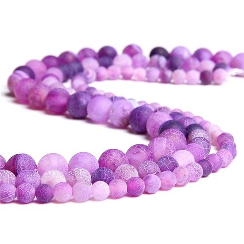 Perles Rondes En Pierre Naturelle, Agates Craquelées, Violet Givré, Pour La Fabrication De Bijoux Et Bracelets, 15 Pouces, Collier À Faire Soi Même