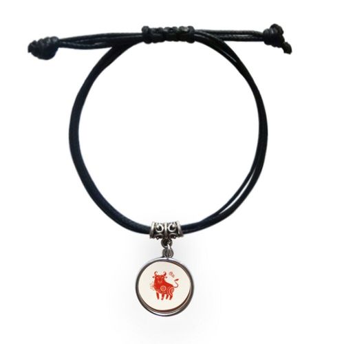 Bracelet Rouge Du Zodiaque En Cuir, Bijoux Avec Corde Noire, Année Du B¿Uf, Chine