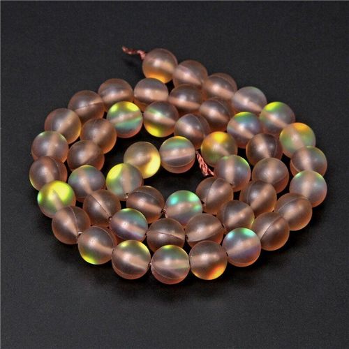 Perles Rondes En Pierre De Lune, Mates, En Vrac, Couleur Café, Brillantes, Pour La Fabrication De Bijoux, Bracelets Et Colliers