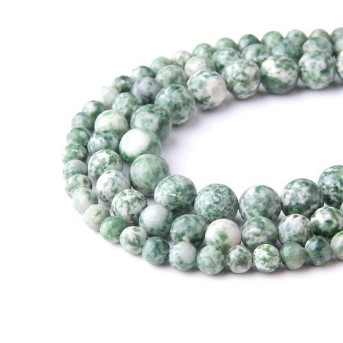 Perles De Jaspe À Points Verts, Jades, Pierre Naturelle, Pour La Fabrication De Bijoux, Collier Rond, Ample, 15 Pouces