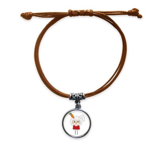 Bracelet En Cuir Pu Avec Motif De Lièvre, Nature, Carotte Blanche, Bijoux Avec Corde Cachée, Marron, Cadeau