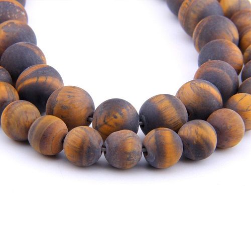 Perles En Pierre Naturelle ¿Il De Tigre Jaune Mat, Perles Rondes En Agate Marron, Taille Au Choix De 6 À 12mm, Pour La Fabrication De Bijoux Et De Bracelets