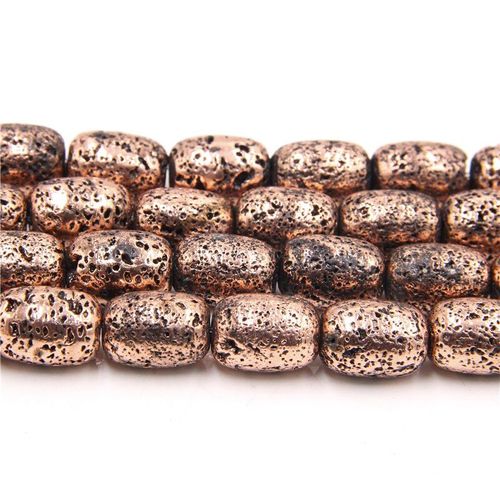 Perles De Pierre De Lave En Or Rose, Cylindre De Roche Volcanique, Hématite Pour Bracelet 11mm 16mm, Fabrication De Collier, Accessoires De Bricolage, Vente En Gros