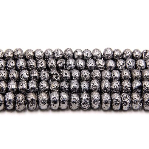 Perles En Pierre De Lave Naturelle Noire Pour Pistolet, Cylindre, Rondelle, Ample, Espaceur, 5x8mm, Pour La Fabrication De Bijoux, Bracelets Et Colliers, Bricolage, 15 Pouces