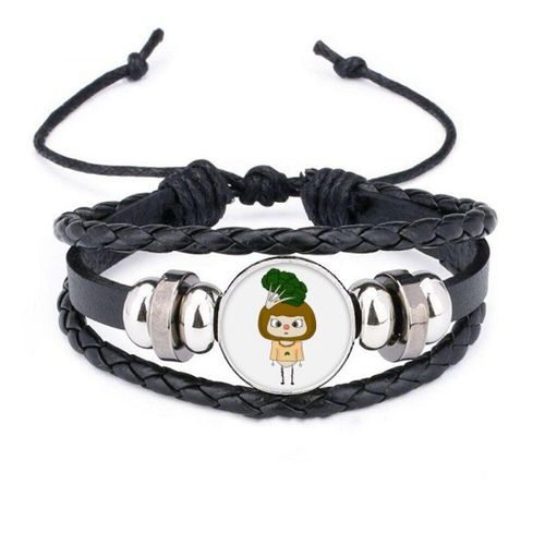 Bracelet En Cuir Tressé Avec Corde Tissée, Légumes, Chou Fleur Vert Sain, Uu