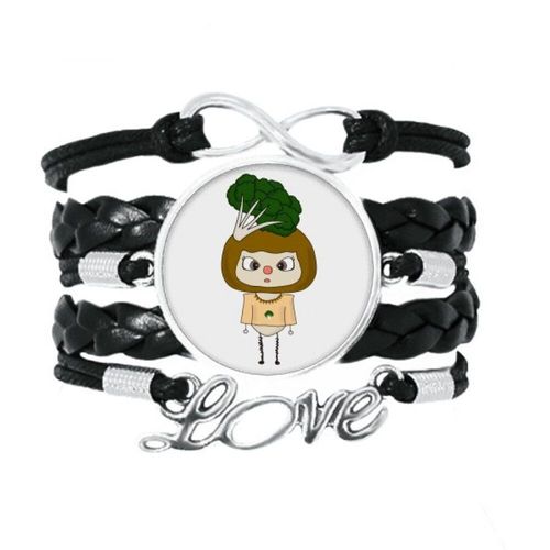 Bracelet En Cuir Torsadé Avec Corde À Tricoter, Légumes, Chou Fleur Vert Sain, Accessoire D'amour