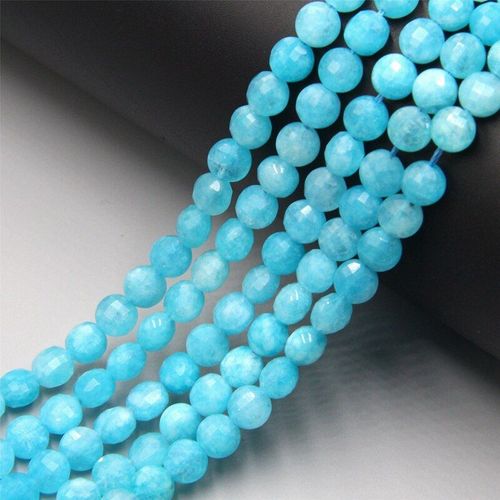 Perles D'amazonite À Facettes, Fil Naturel, Perles Rondes, Amples, Pour Bricolage, Fabrication De Bijoux, Bracelet, 15 Pouces
