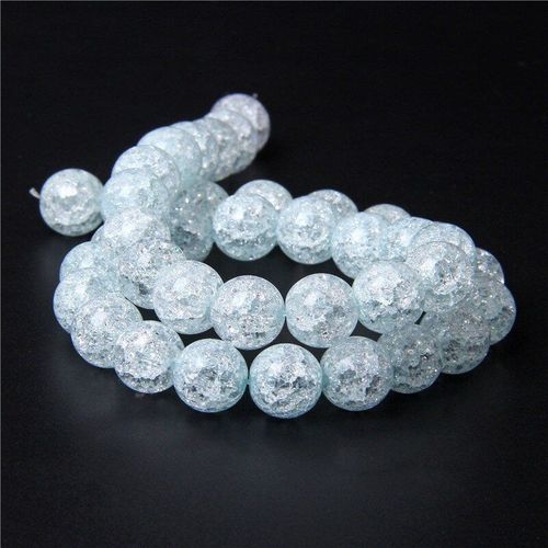 Perles De Quartz Bleu Craquelé, 15 Pouces, Pour La Fabrication De Bijoux, Perles Rondes En Pierre Naturelle, Bracelet Diy, Vente En Gros