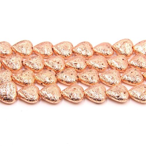 Perles De Pierre De Lave En Or Rose, Perles De Pierre Naturelle Pour La Fabrication De Bijoux, Perles D'espacement, Breloques De Bracelet