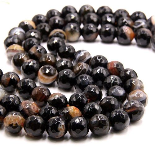 Perles À Facettes En Agate Marron 6 10mm, Perles Rondes En Pierre Naturelle Pour La Fabrication De Bijoux, Accessoires De Charme, Bricolage, Livraison Directe