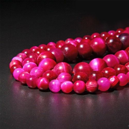 Perles Rondes Lisses En ¿Il De Tigre, Pierre Naturelle, Rose, Rouge, Taille Au Choix 6, 8, 10, 12mm, Pour La Fabrication De Bijoux, Bracelet, Collier, Bricolage, 15 Pouces