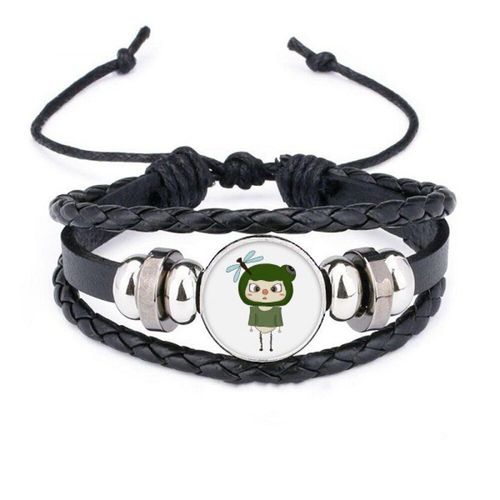 Bracelet En Cuir Tressé, Animal Croak Nature Vert Mouche Uu, Corde Tissée