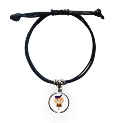 Bracelet En Cuir Violet Et Noir, Bijou De Poignet Avec Corde Et Légumes