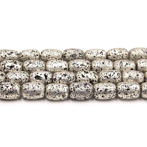 Perles En Pierre De Lave Argent, Cylindre De Pierres Volcanique, Hématite Pour Bracelet 11mm 16mm, Fabrication De Collier, Accessoires De Bricolage, Vente En Gros