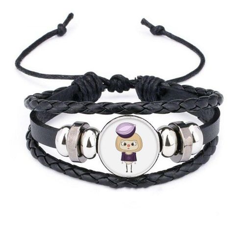 Bracelet Tressé En Cuir Tressé, Cordon Tissé, Oignon, Violet