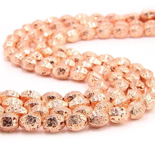 Perles Ovales En Pierre De Lave Or Rose, 11x14mm, Pour La Fabrication De Bijoux, Collier, Bracelet, Bricolage
