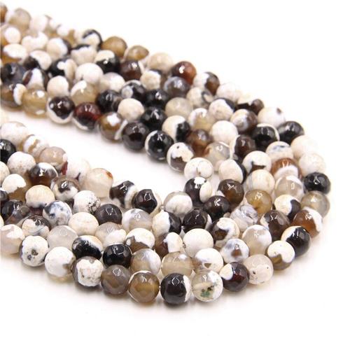 Perles D'agates De Feu Blanches En Pierre Naturelle, Rondes En Onyx, À Facettes, Pour La Fabrication De Bijoux, Bracelet, Diy, 16 Pouces/Brin 4