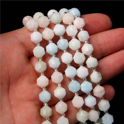 Perles En Pierre D'amazonite Lapis Lazuli À Facettes Naturelles, 8mm, En Forme D'olive, Pour La Fabrication De Bijoux Bricolage Bracelets