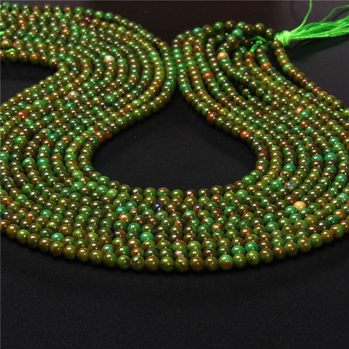 Pierre Naturelle Calcédoine Jades Vert Foncé, Perles Rondes, Amples, Pour La Fabrication De Bijoux, Bracelet Fait À La Main, 4mm, 15.5 Brins