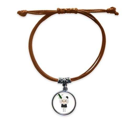 Bracelet En Cuir Avec Panda Naturel, En Bambou, En Cuir, Corde Cachée, Marron, Bijoux, Cadeau