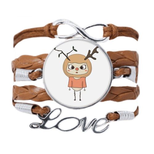 Bracelet Animal Cerf Nature Feuille Marron Uu, Amour Chaîne Corde Ornement
