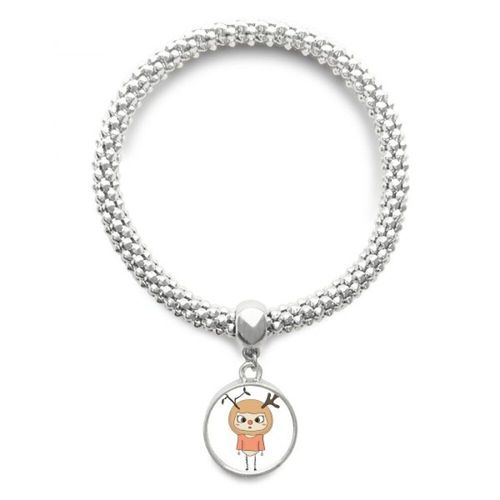 Bracelet Avec Pendentif En Forme De Cerf, Accessoire Réglable En Argent Et Marron