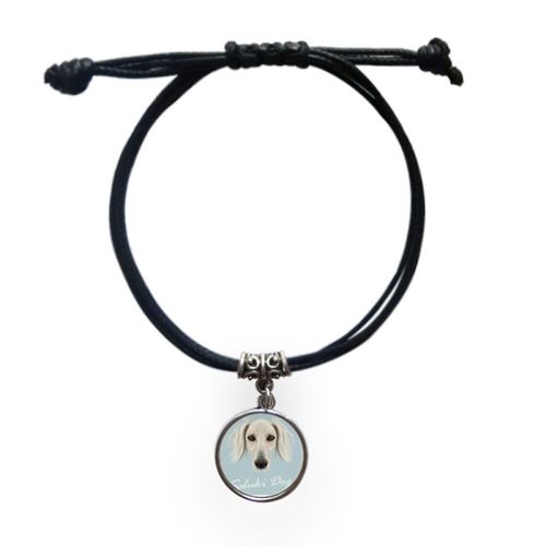 Bracelet Long En Cuir Blanc Pour Chien, Accessoire Pour Animal De Compagnie, Corde, Bijoux Noirs