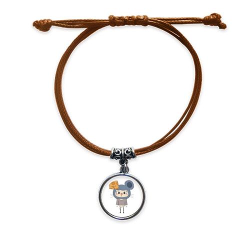 Bracelet En Cuir Avec Souris, Animal, Nature, Gris, Fromage, Uu, Corde Cachée, Bijoux Marron, Cadeau
