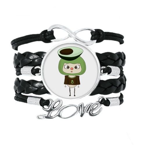 Bracelet Uu Vert Avocat Sain Et Délicieux, Accessoire D'amour En Cuir Torsadé, Corde À Tricoter