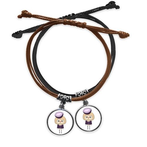 Bracelet En Cuir Pour Couple, Oignon Vert Rond Violet Chaud Uu, Ensemble De Bracelets Avec Corde En Cuir