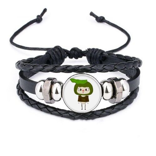 Bracelet En Cuir Tressé Et Corde Tissée, Perles De Légumes Vertes, Délicieux