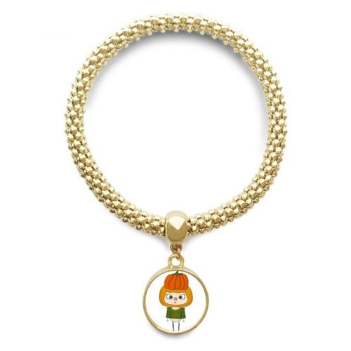 Bracelet Pendentif En Forme De Citrouille Verte, Orange Uu, Chaîne Dorée, Bijoux D'ornement De Main